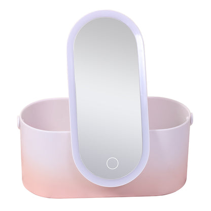 Portable Storage Box with LED light Makeup Mirror