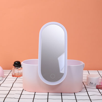 Portable Storage Box with LED light Makeup Mirror