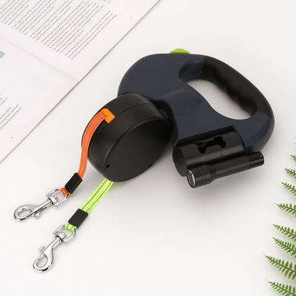 Anti Tangle Double Leash for two dogs, Tangle-Free Swivel, 3m Double-Headed Traction Rope