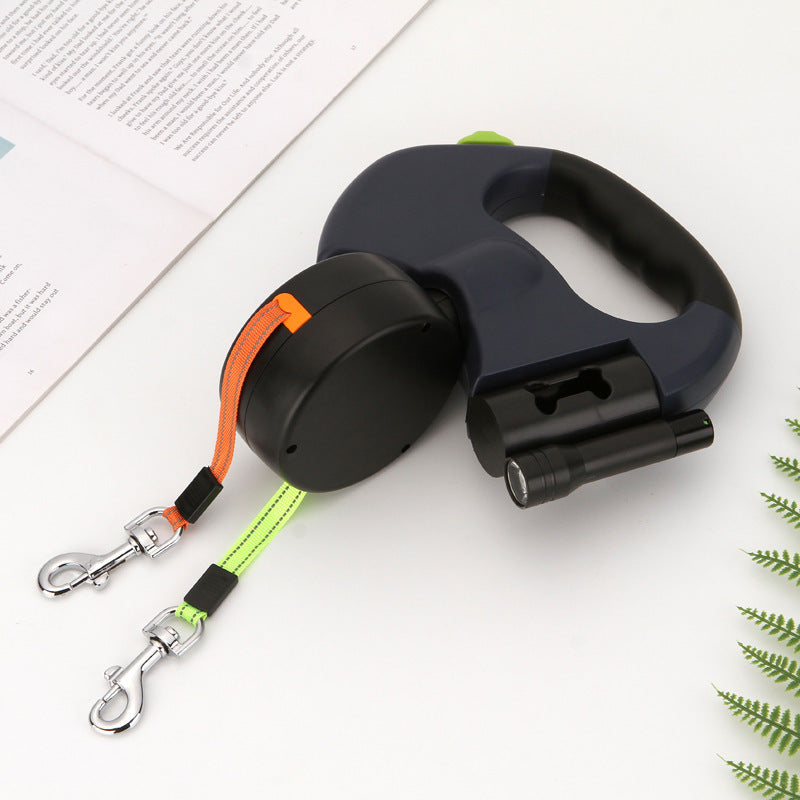 Anti Tangle Double Leash for two dogs, Tangle-Free Swivel, 3m Double-Headed Traction Rope